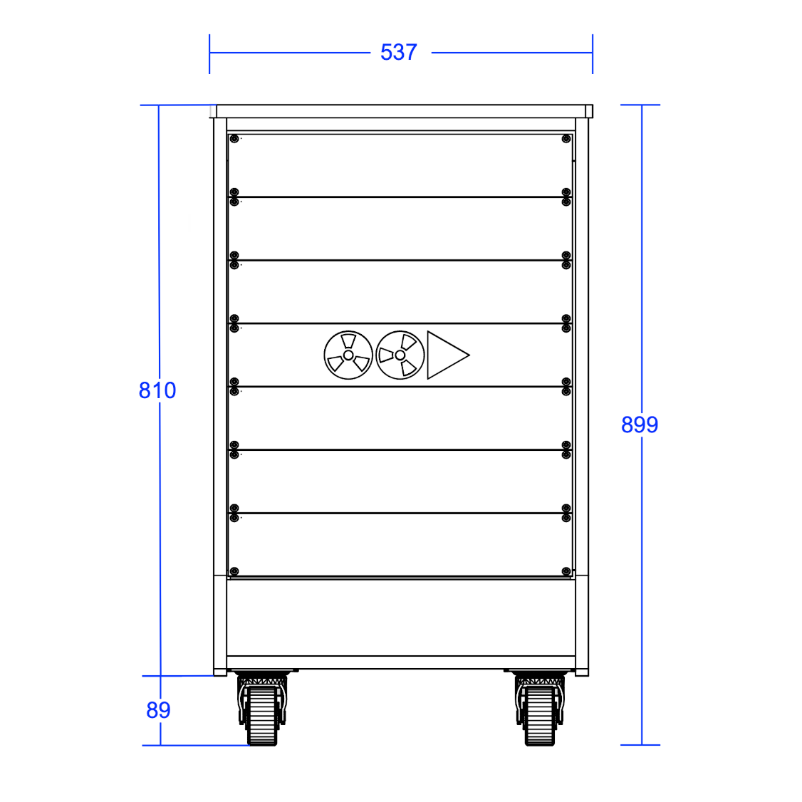 1 Rack 19 14RU music studio production, front view