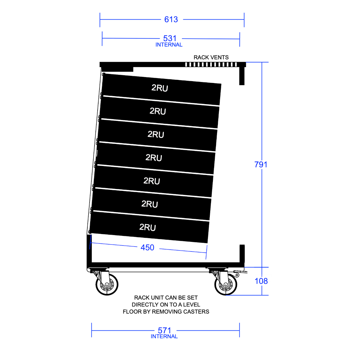 Rack 1914 music studio production, section view