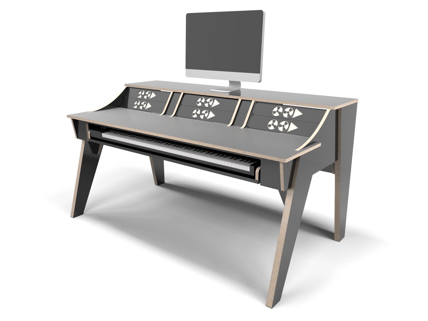 Flow Black Studio Desk with Keyboard Tray