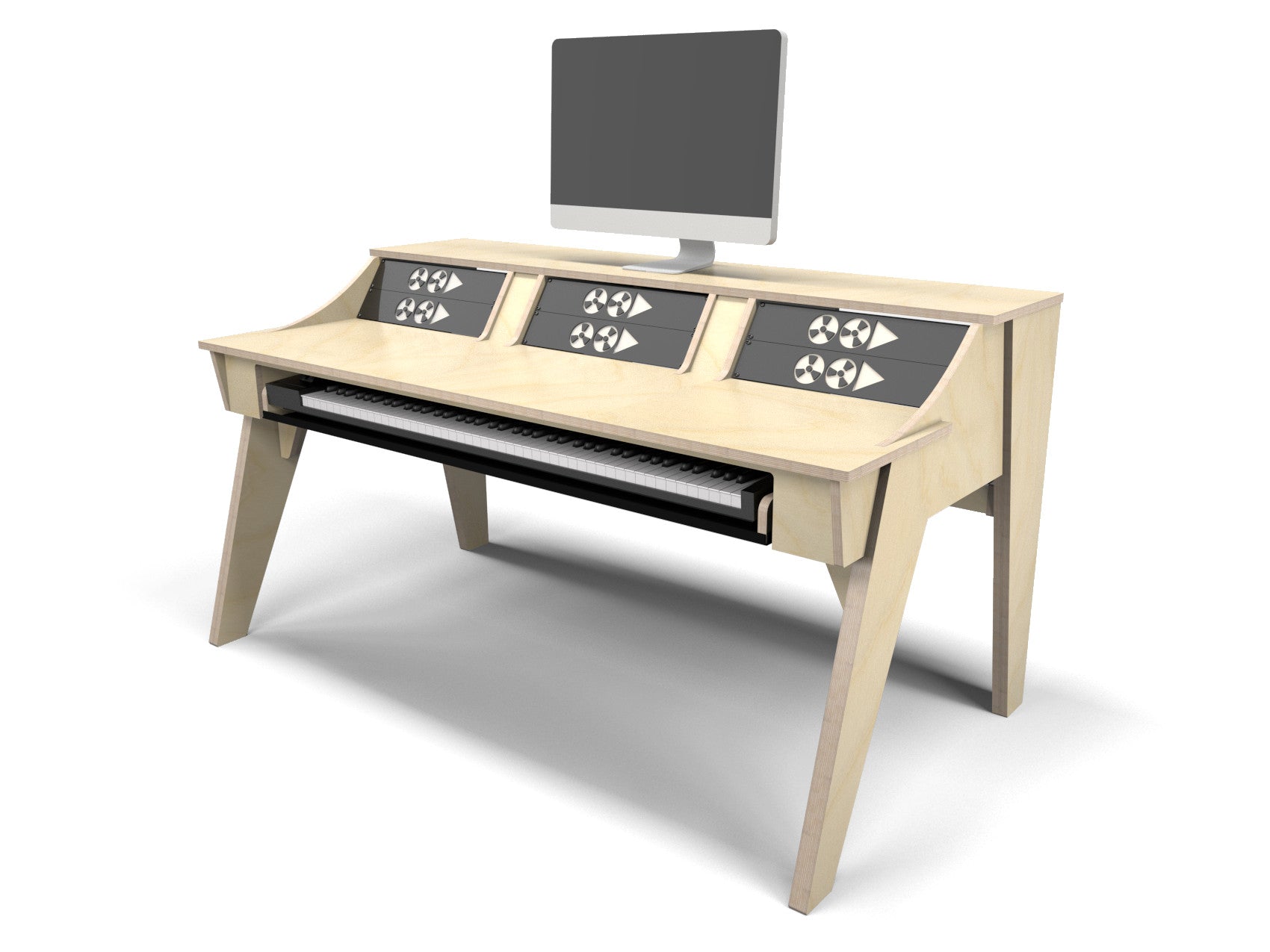 Flow Natural Studio Desk with Keyboard Tray